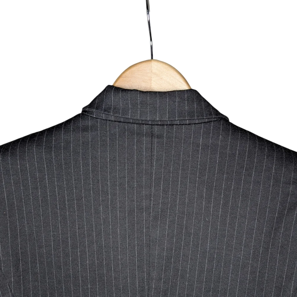 Zara Blazer Women's Large Black Pinstripe Tailored Structured Office Workwear - Picture 12 of 16